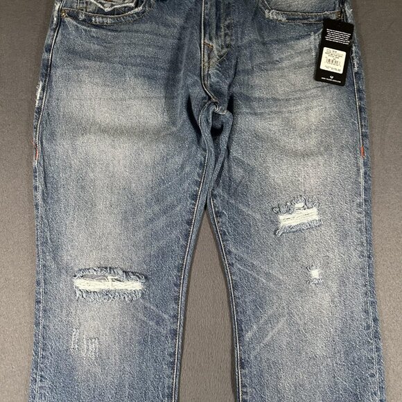 True Religion Ricky Jeans Mens 34x34 Distressed Relaxed Straight Rope Stitch Fla - Picture 3 of 16